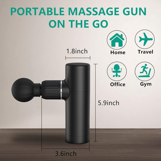 Mini Massage Gun, Portable Lightweight Deep Tissue Percussion Muscle Massager Gun with 4 Speed Modes for Pain Relief, Quiet Electric Back Massager of 0.97lbs for Home Workout Travel